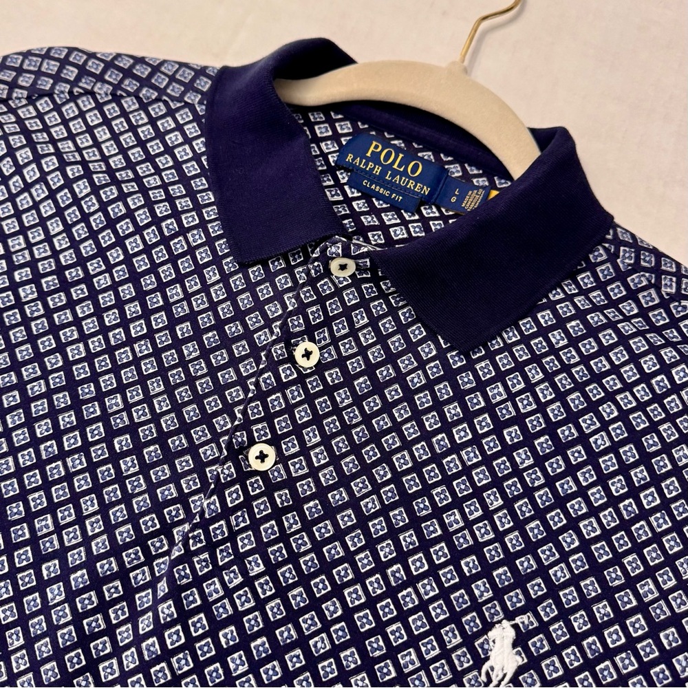 Polo Ralph Lauren Men’s Classic Fit Polo Shirt Navy All Over Print Size Large